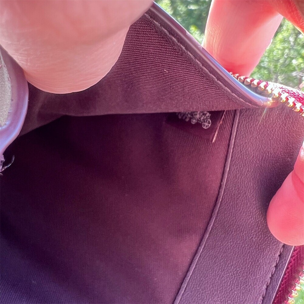 COACH Women's Medium Pebbled Leather Zip-Around Wallet Burgundy w Gold Hardware - Picture 9 of 9